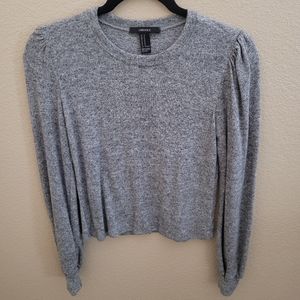 Gray Long Sleeve Crop Sweater
